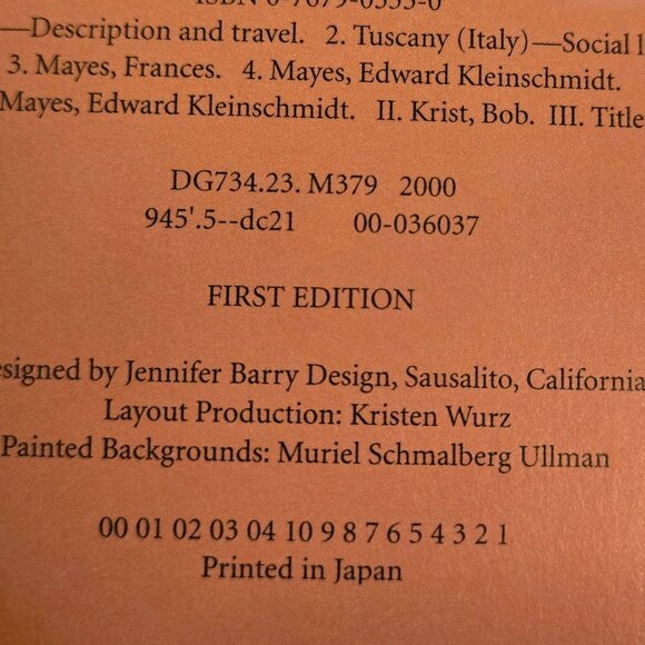 In Tuscany By Frances Mayes Hardcover Photography Book First Edition - Picture 2 of 16